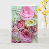 Carte de voeux d'impression de roses roses et (Fleur jaune)