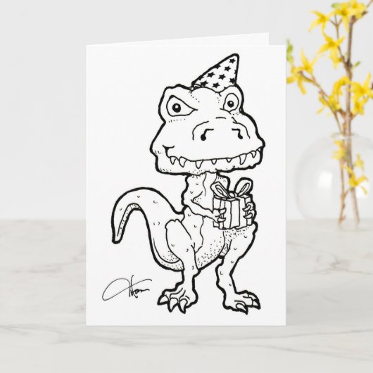Carte de voeux Dinosaur (Fleur jaune)