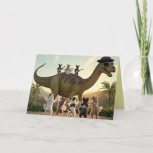 Carte de vœux Dinosaure Chien Jam