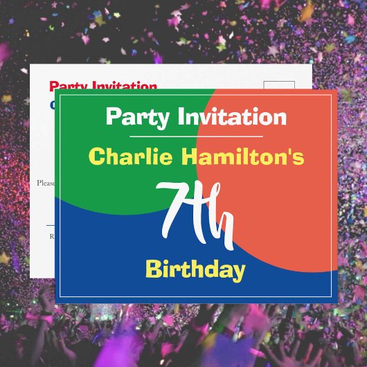Carte de vœux d'invitation pour un 7e anniversaire
