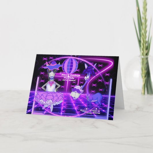 Carte de voeux Disco Donkeys Dance (Devant)