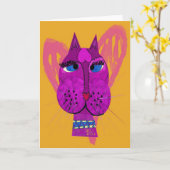 Carte de voeux Diva Kitty (Fleur jaune)