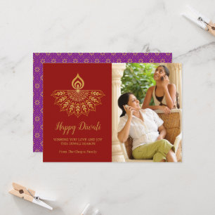 Carte de voeux Diwali Diya - Couleur personnalisée