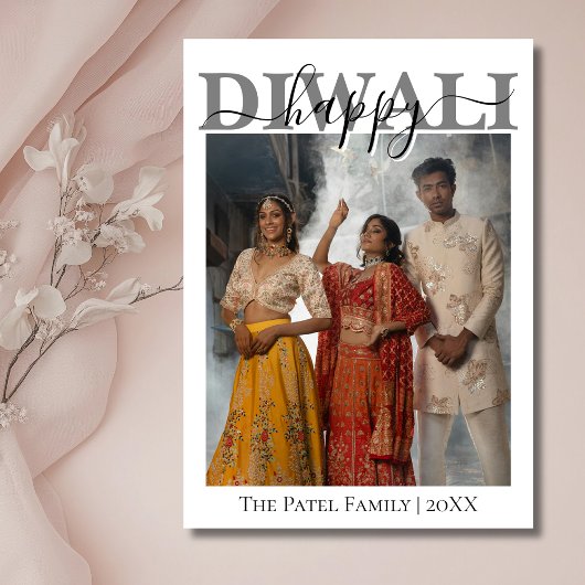 Carte de vœux Diwali Joyeuse avec calligraphie bla