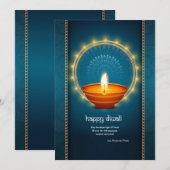 Carte de voeux Diwali Oil Lamp (Devant / Derrière)