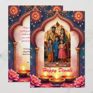 Carte de vœux Diwali Temple Glow