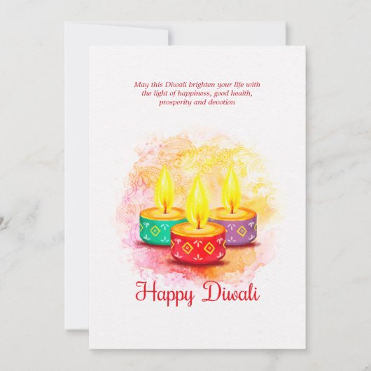 Carte de voeux Diwali Watercolor (Devant)