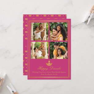 Carte de voeux Diya Diwali - Couleur personnalisée