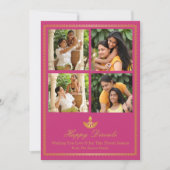 Carte de voeux Diya Diwali - Couleur personnalisée (Devant)