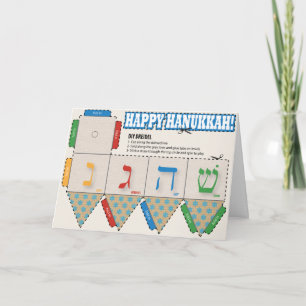 Carte de voeux DO-IT-YOURSELF Dreidel Happy Hanouk