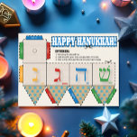 Carte de voeux do-it-yourself Dreidel Happy Hanouk<br><div class="desc">do-it-yourself Dreidel Happy Hanoukka - Présentant cette fantastique carte postale Happy Hanoukka qui se transforme en jeu traditionnel Dreidel. Conçu dans l'esprit d'Hanoukka, vous n'avez besoin que d'une paire de ciseaux et de colle et vous êtes prêt à partir. Cette carte astucieuse est sûre de fournir tant de plaisir avec...</div>