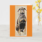 Carte de voeux Doberman (Fleur jaune)