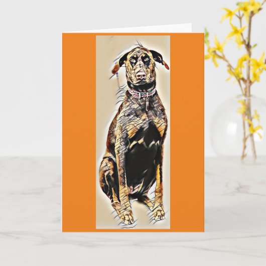 Carte de voeux Doberman (Fleur jaune)