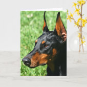 Carte de voeux Doberman Pinscher (Fleur jaune)