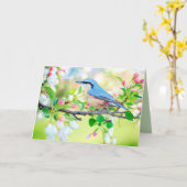 carte de voeux d'oiseau au printemps (Fleur jaune)