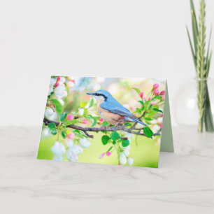 carte de voeux d'oiseau au printemps
