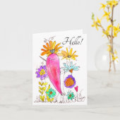 Carte de voeux d'oiseaux et de fleurs d'aquarelle (Fleur jaune)