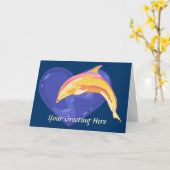 Carte de voeux Dolphin colorée (Fleur jaune)