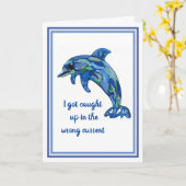 Carte de voeux Dolphin disant que je suis désolé (Fleur jaune)