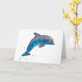Carte de voeux Dolphin Watercolor (Fleur jaune)