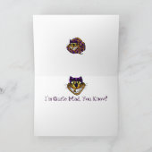 Carte de voeux d'or de chat de Cheshire (Intérieur)