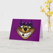 Carte de voeux d'or de chat de Cheshire (Fleur jaune)