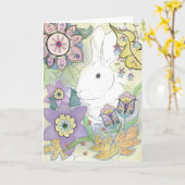 Carte de voeux d'or de lapin (Fleur jaune)
