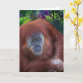 Carte de voeux d'orang-outan (Fleur jaune)