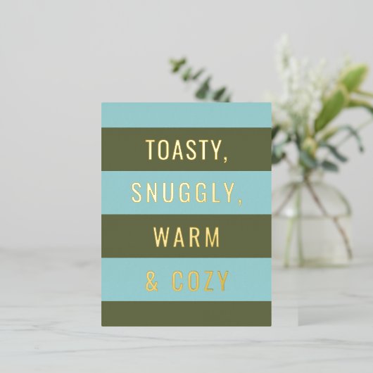 Carte de vœux dorée à la feuille pour les fêtes, a (Debout devant)