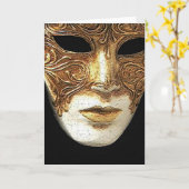 Carte de voeux dorée de masque (Fleur jaune)