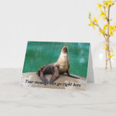 Carte de voeux d'otarie (Fleur jaune)