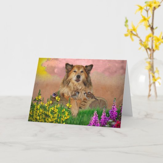 Carte de voeux double (Fleur jaune)