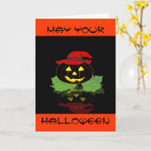 Carte de voeux double Halloween (Fleur jaune)