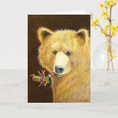 Carte de voeux d'ours (Fleur jaune)