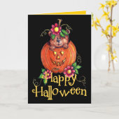 Carte de voeux d'ours d'Halloween (Fleur jaune)