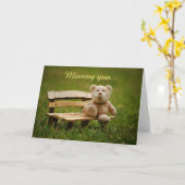 Carte de vœux d'ours en peluche Vous manquez (Fleur jaune)