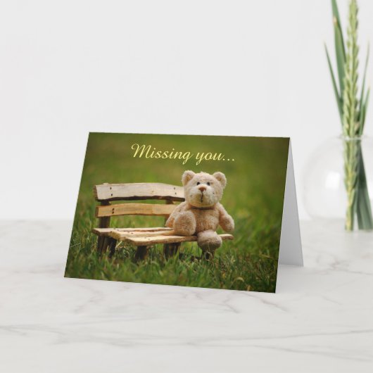 Carte de vœux d'ours en peluche Vous manquez (Devant)