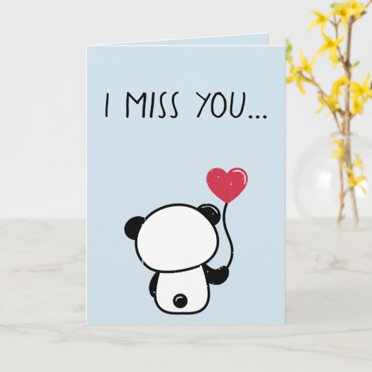 Carte de vœux d'ours panda solitaire vous manque (Fleur jaune)