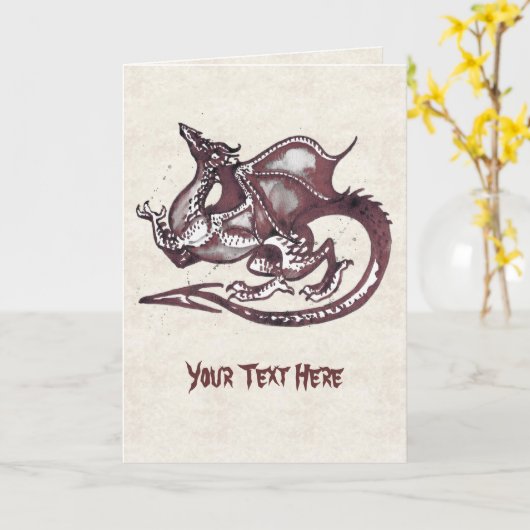 Carte de voeux Dragon (Fleur jaune)