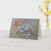 Carte de voeux - dragon argenté (Fleur jaune)