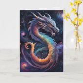 carte de vœux dragon cosmique (Fleur jaune)