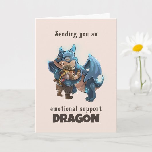 Carte de voeux Dragon de support émotionnel (Petite plante)