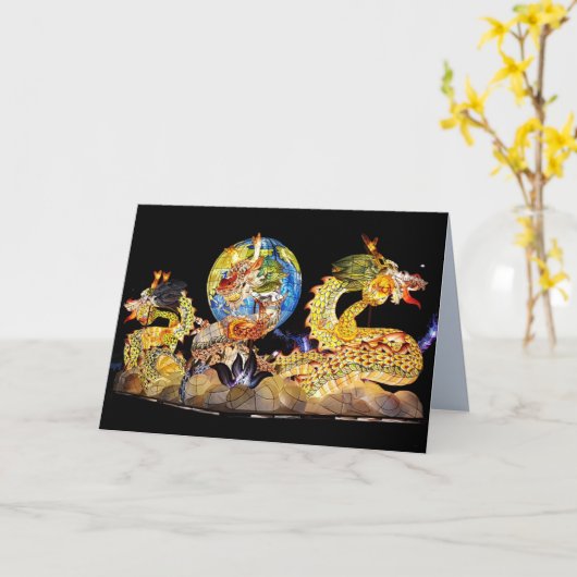 carte de voeux dragon float (Fleur jaune)
