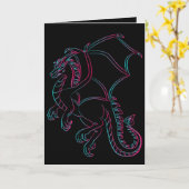 carte de voeux dragon volant (Fleur jaune)