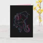 carte de voeux dragon volant (Fleur jaune)