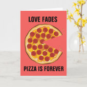 CARTE DE VOEUX DRÔLE ANTI-SAINT-VALENTIN PIZZA (Fleur jaune)