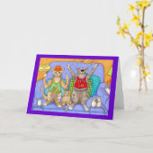 Carte de vœux drôle Chat 369 (Fleur jaune)