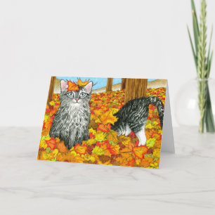 Carte de vœux drôle Chat 441 Automne