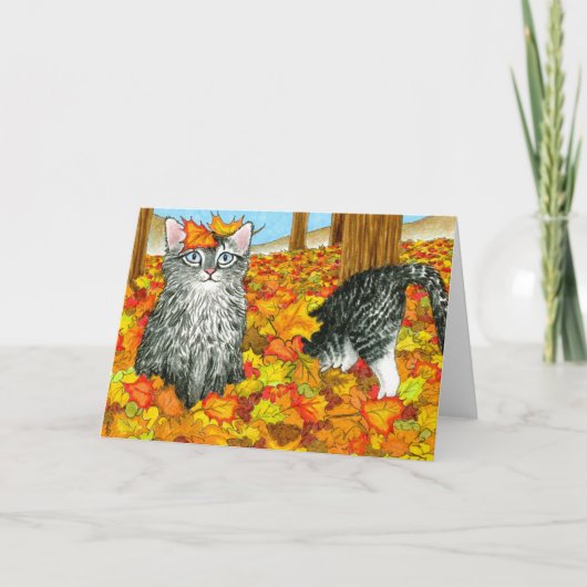 Carte de vœux drôle Chat 441 Automne (Devant)