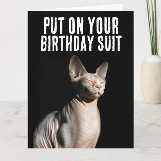 Carte de vœux drôle chat SPHYNX CHAT NU (Devant)